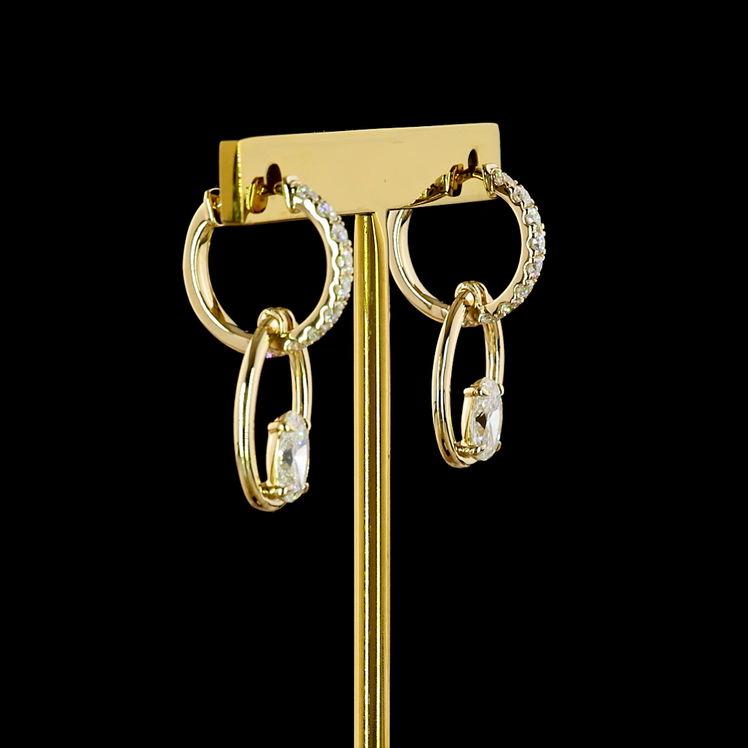 14K Yellow Gold Oval Hanging – ER23492 - image 3