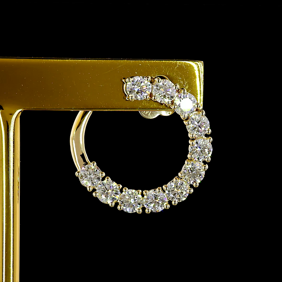 14K Yellow Gold Round C Hoops – ER23495 - image 2