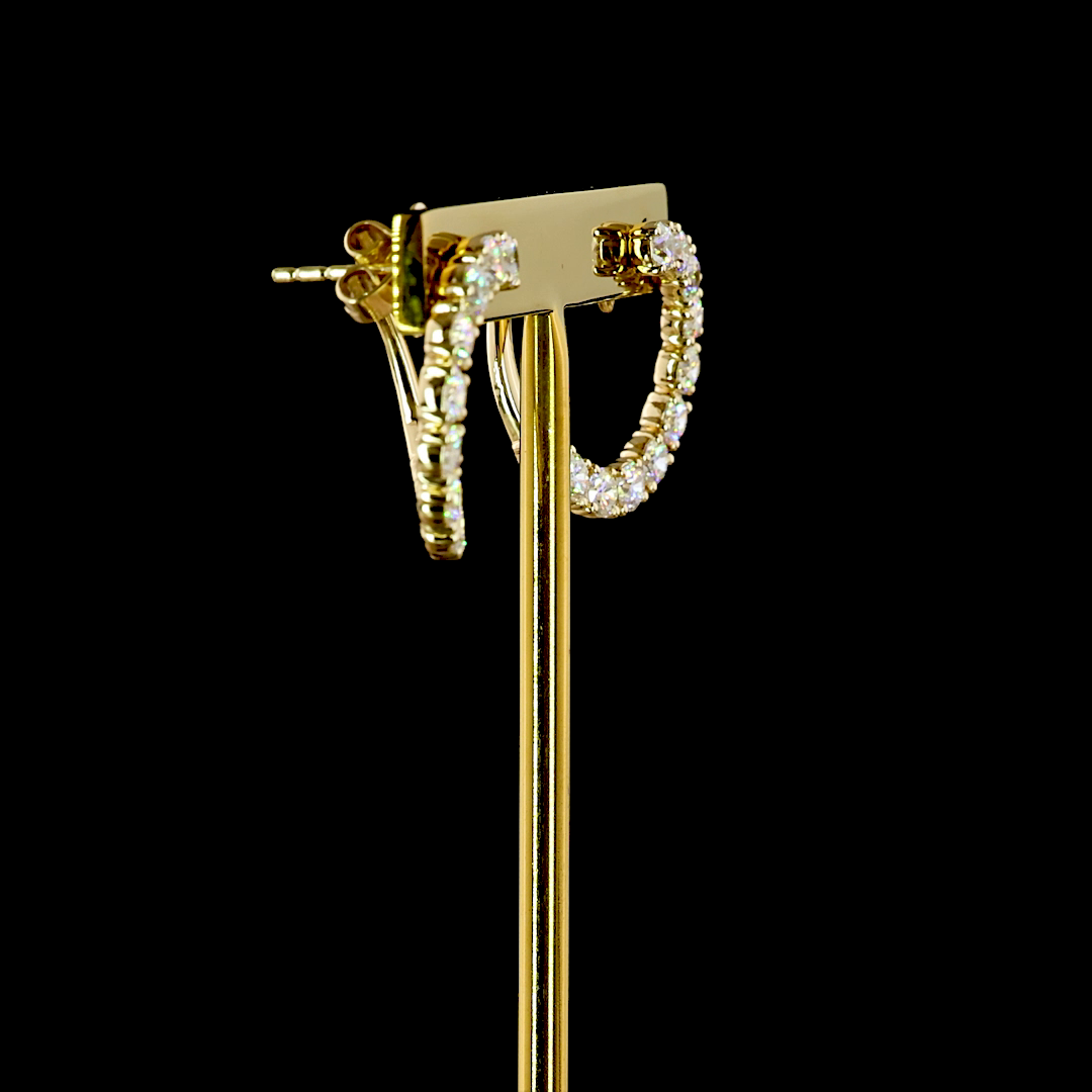 14K Yellow Gold Round C Hoops – ER23495 - image 3