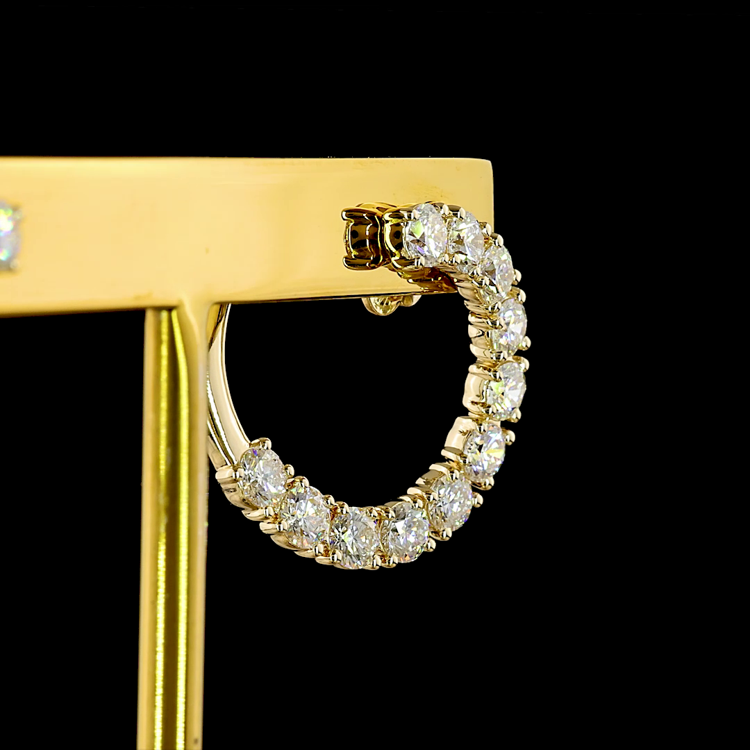 14K Yellow Gold Round C Hoops – ER23495 - image 4