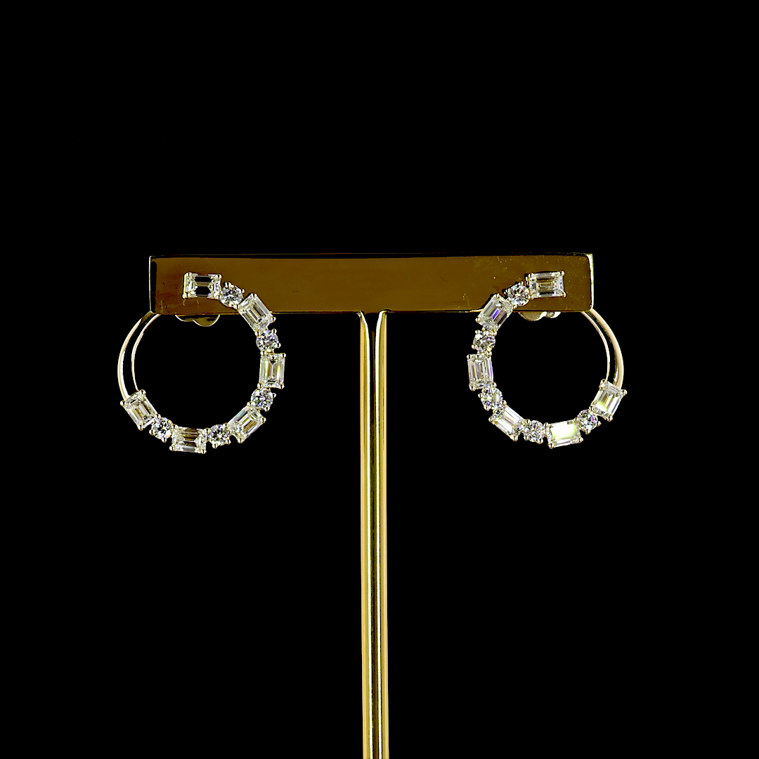 14K Yellow Gold Emerald C Hoops – ER23498 - image 1