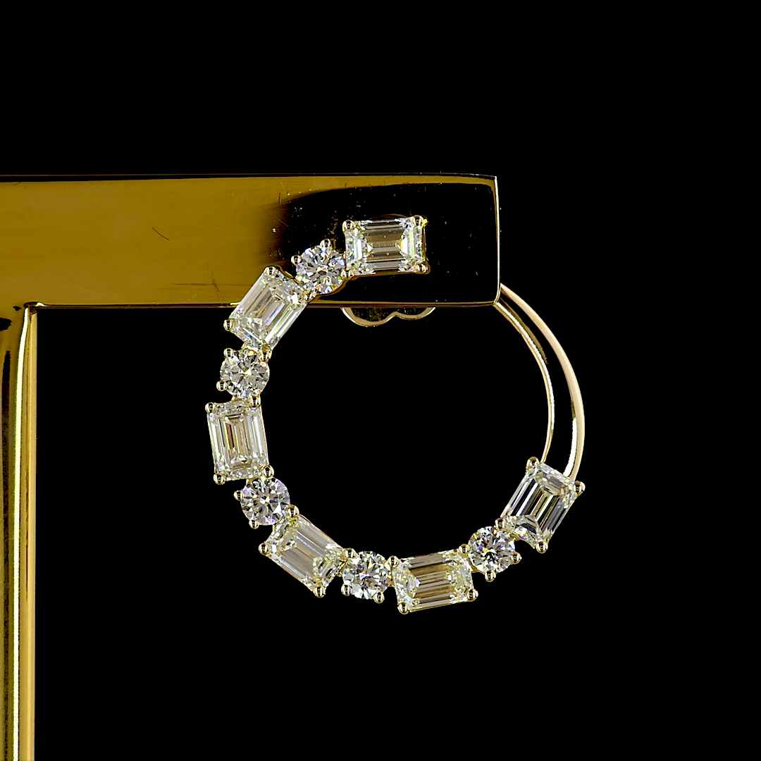 14K Yellow Gold Emerald C Hoops – ER23498 - image 2