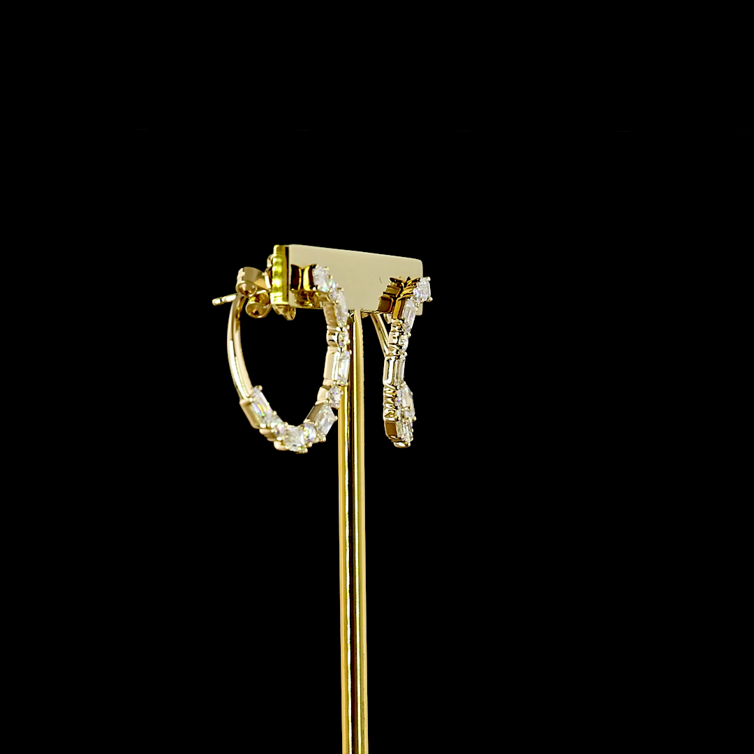 14K Yellow Gold Emerald C Hoops – ER23498 - image 3