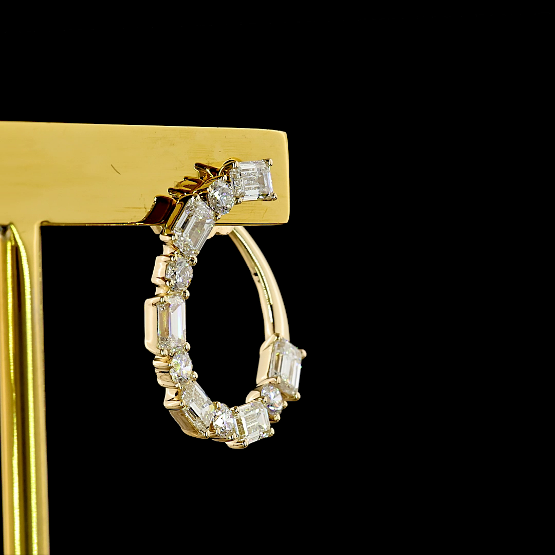 14K Yellow Gold Emerald C Hoops – ER23498 - image 4