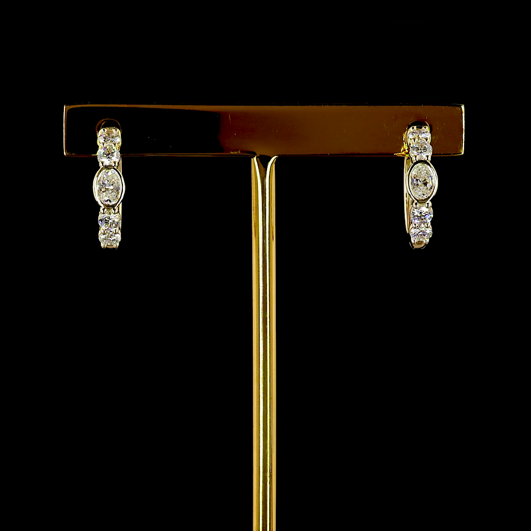 14K Yellow Gold Oval Huggies – ER23526 - image 1