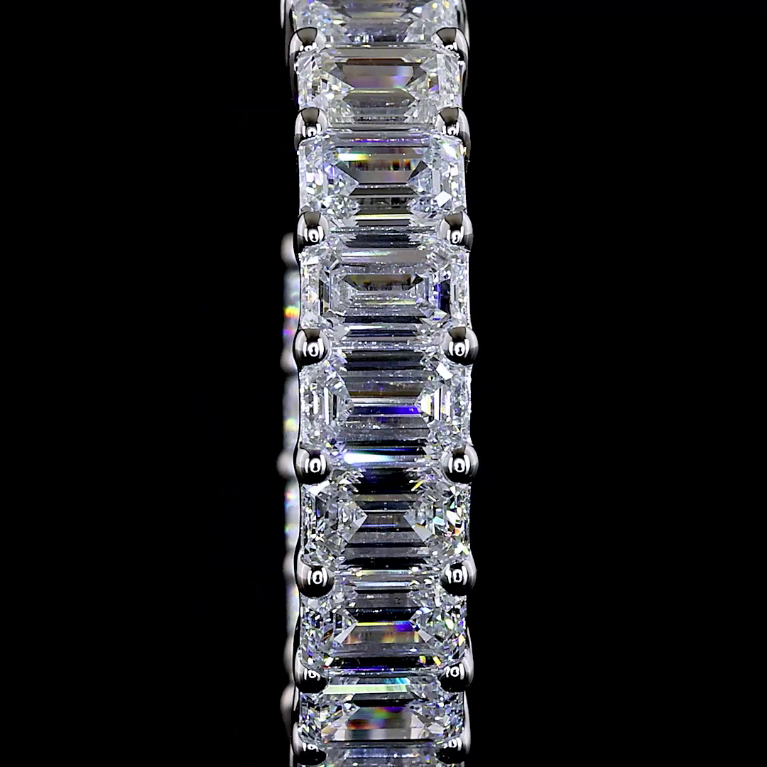14K White Gold Emerald Huggies – ER24232 - image 3