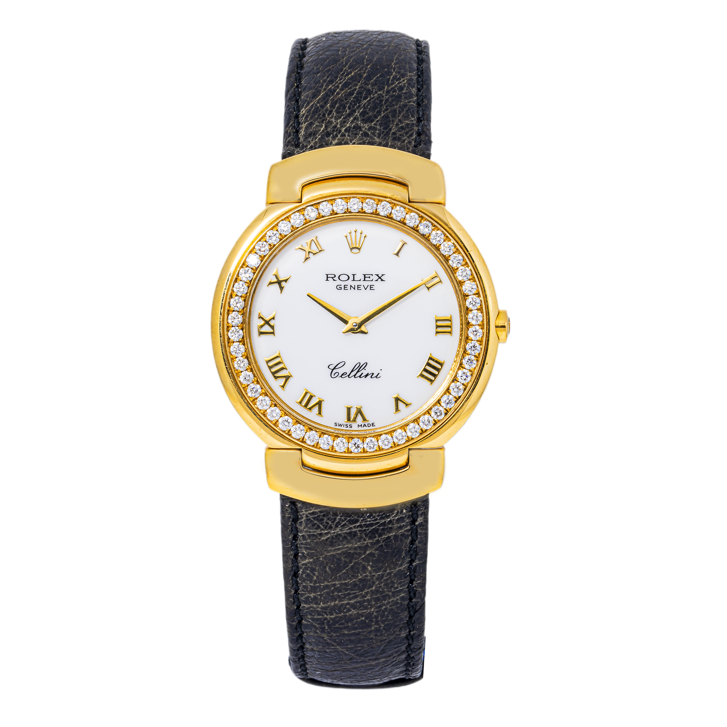 Rolex Cellini 6622 18K Yellow Gold Diamond Bezel White Dial Ladies Watch