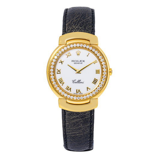 Rolex Cellini 6622 18K Yellow Gold Diamond Bezel White Dial Ladies Watch