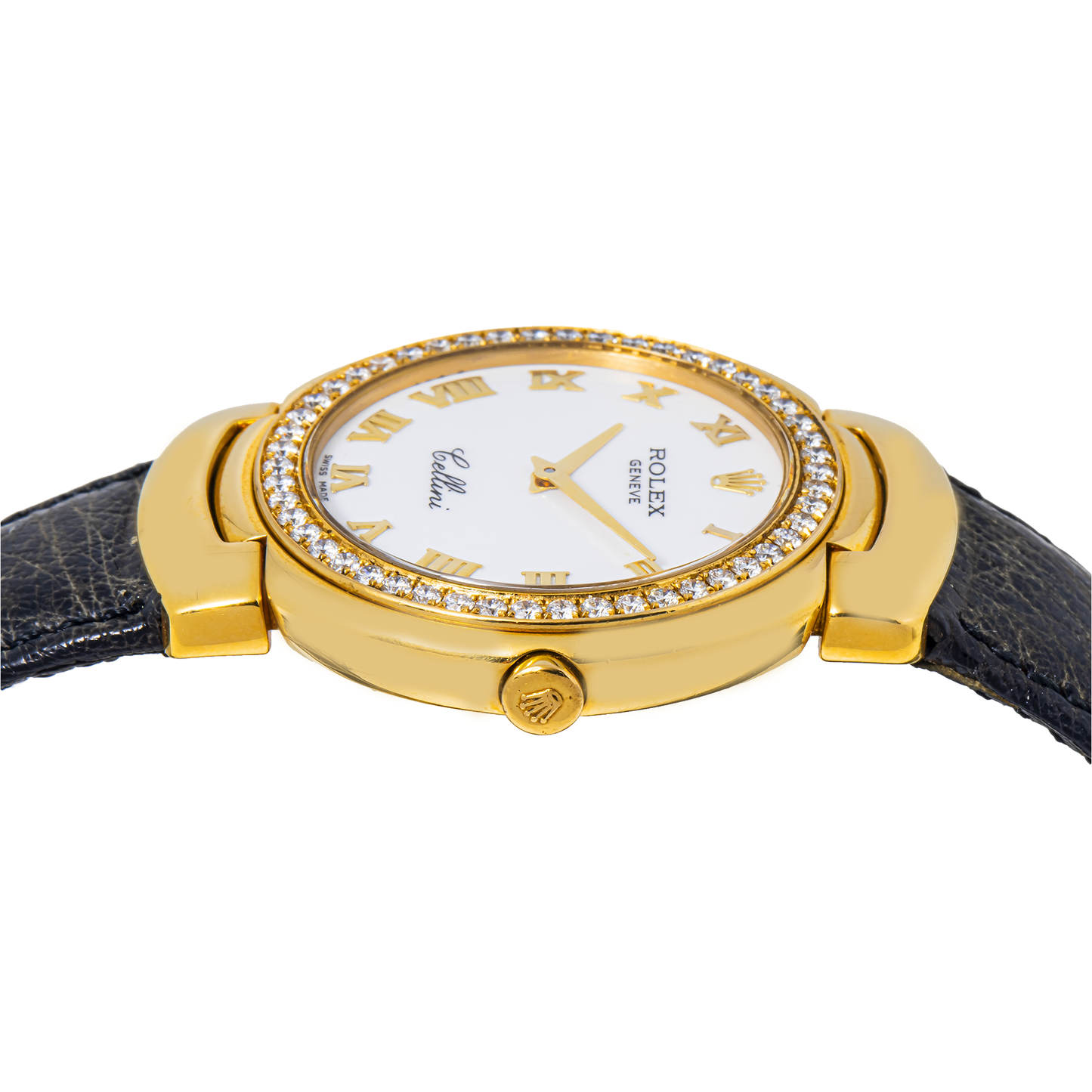 Rolex Cellini 6622 18K Yellow Gold Diamond Bezel White Dial Ladies Watch