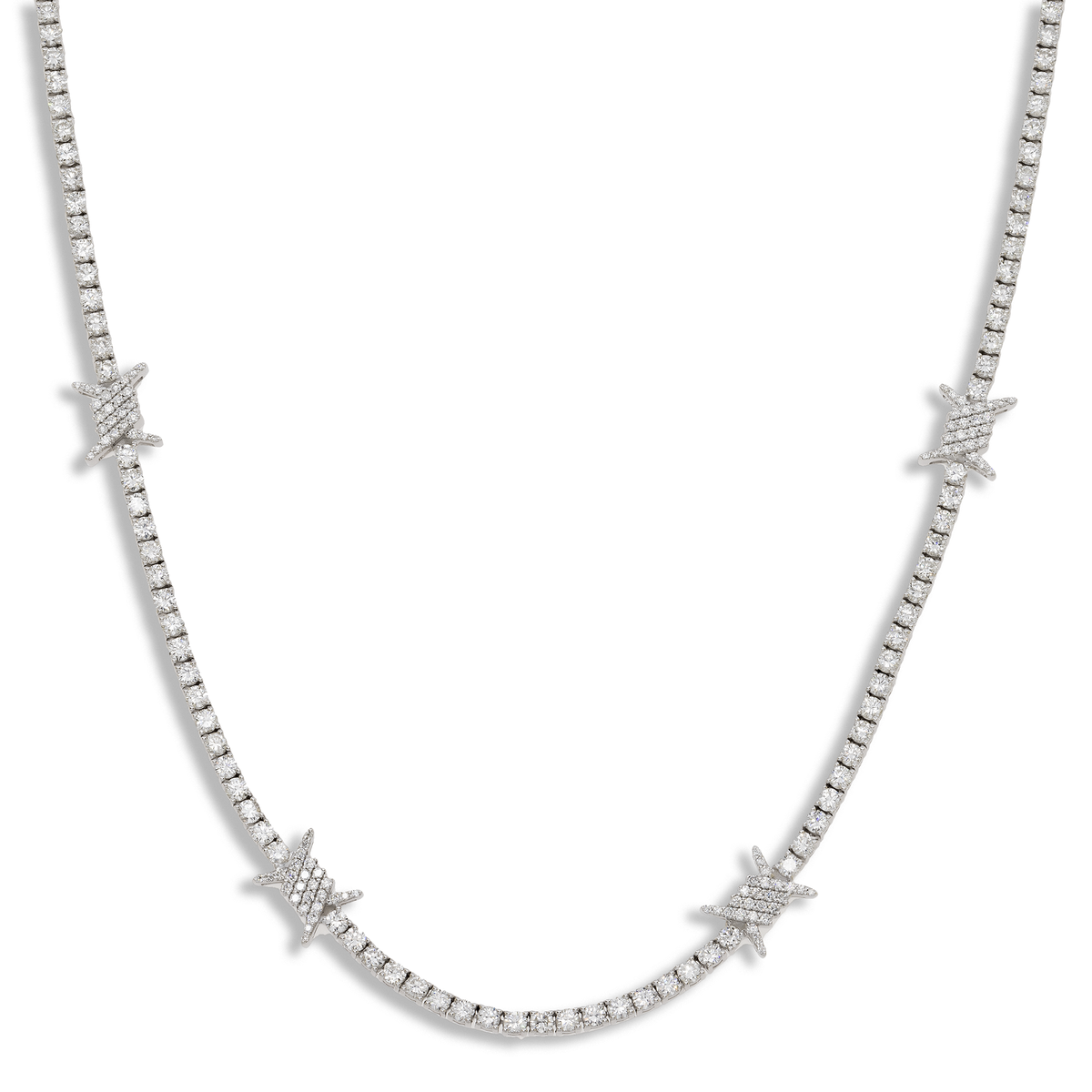 14K GOLD DIAMOND BARBED WIRE TENNIS CHAIN 9.45 CT product view