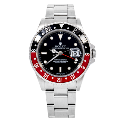 Rolex GMT-Master II 40MM 16710 Coke Black Dial Black & Red Ceramic Bezel Stainless Steel Oyster Bracelet front view