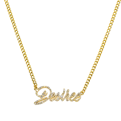 14K Yellow Gold Diamond Custom Name Necklace