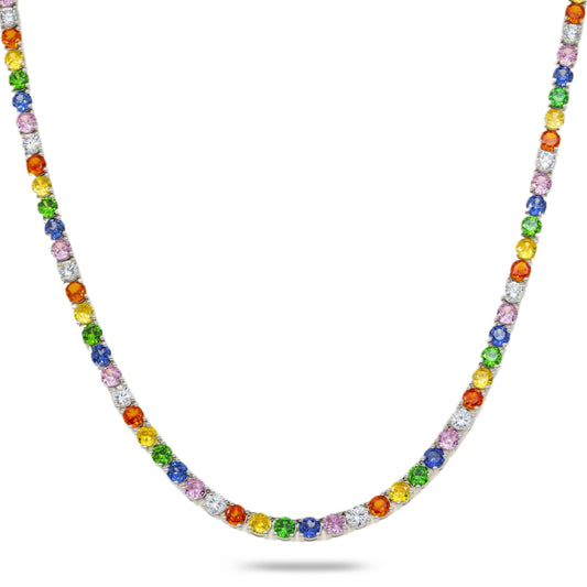 14K GOLD MULTICOLOR CZ SAPPHIRE TENNIS CHAIN 51.04 CTW product view