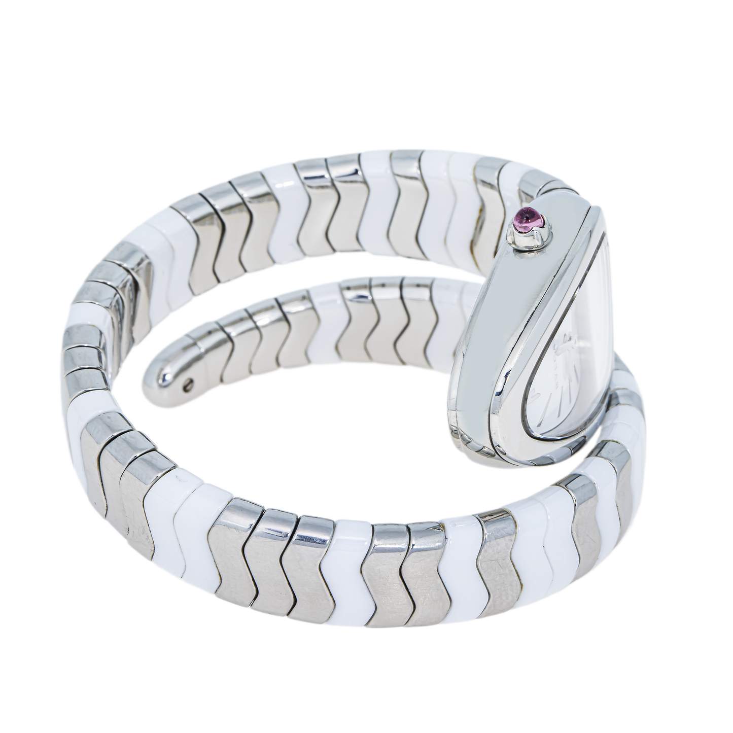 Bvlgari Serpenti Spiga White Ceramic & Stainless Steel 35mm Watch – 102182