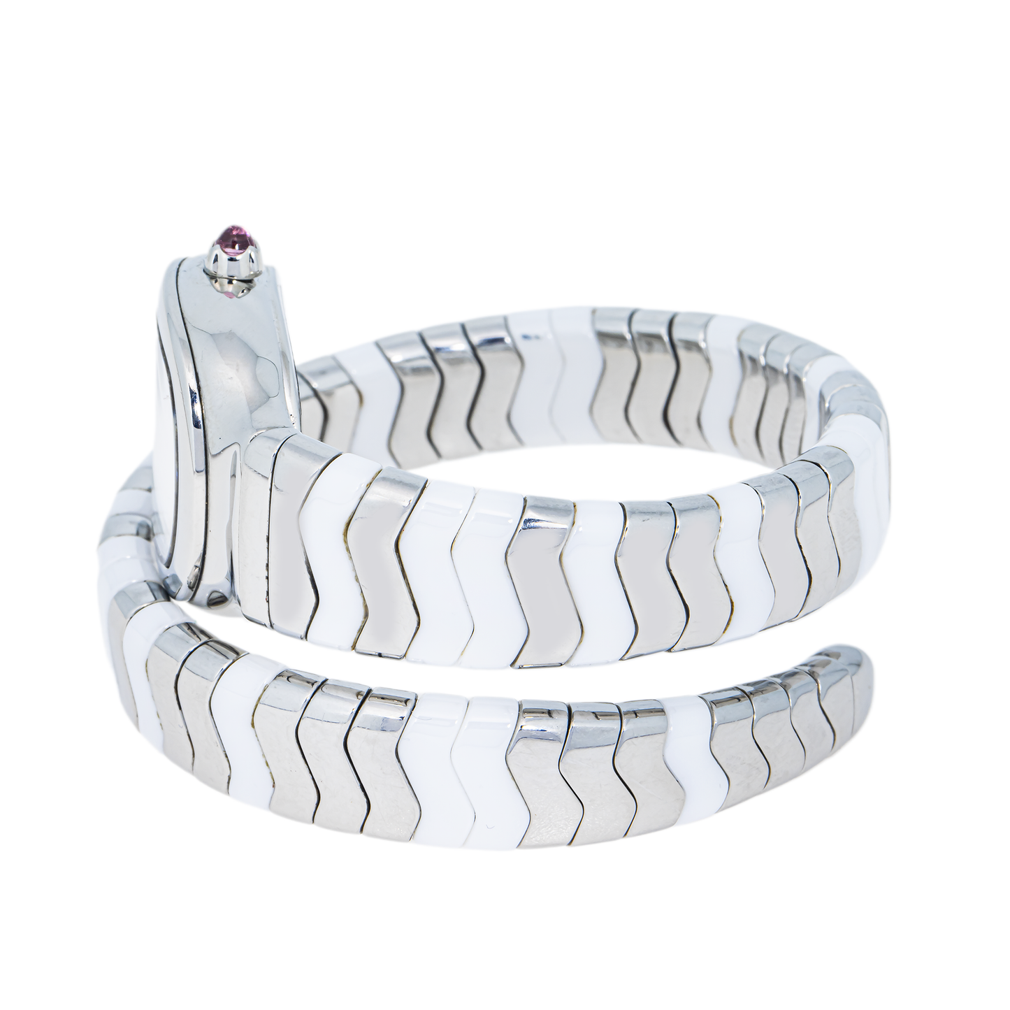 Bvlgari Serpenti Spiga White Ceramic & Stainless Steel 35mm Watch – 102182