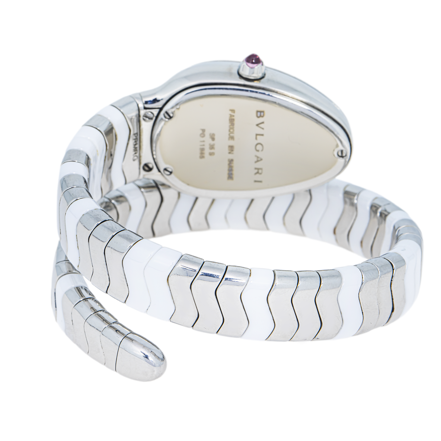 Bvlgari Serpenti Spiga White Ceramic & Stainless Steel 35mm Watch – 102182
