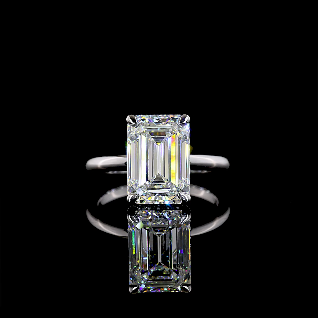 14K White Gold Emerald Hidden Halo – RG8217 - image 1