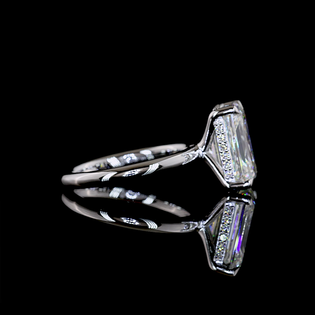 14K White Gold Emerald Hidden Halo – RG8217 - image 2