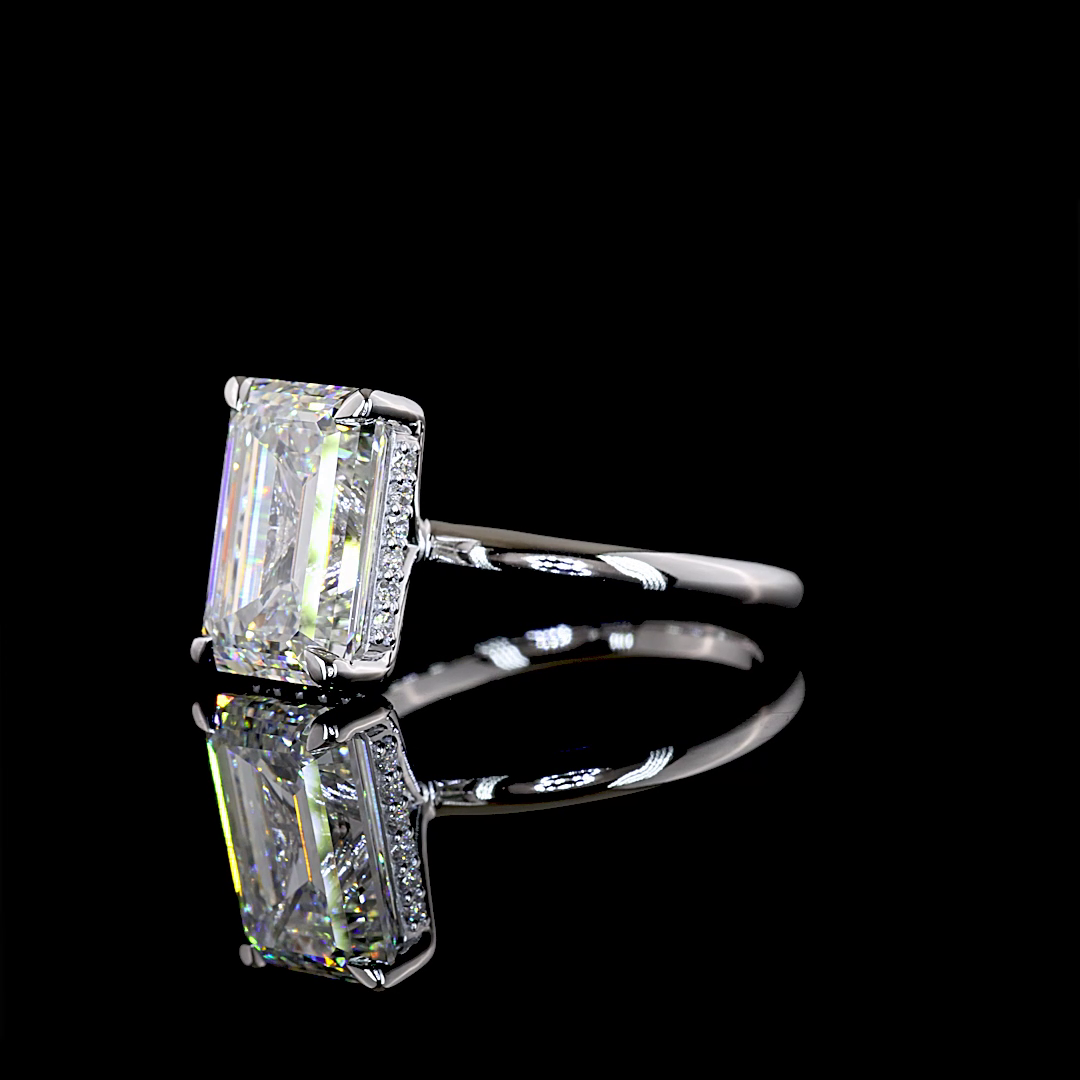 14K White Gold Emerald Hidden Halo – RG8217 - image 3