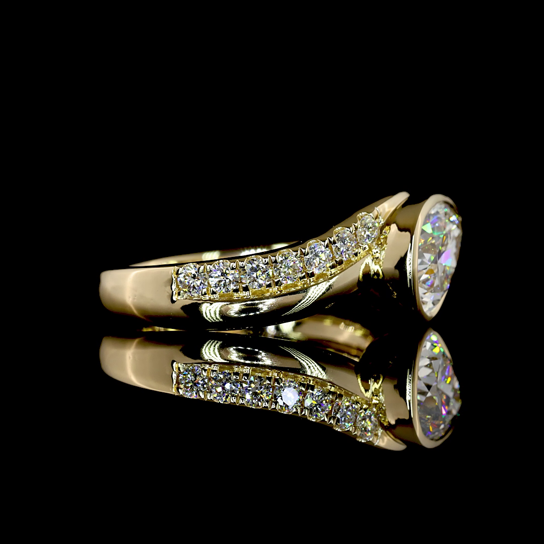 14K Yellow Gold Pear Solitaire Diamond Shank – RG8338 - image 2