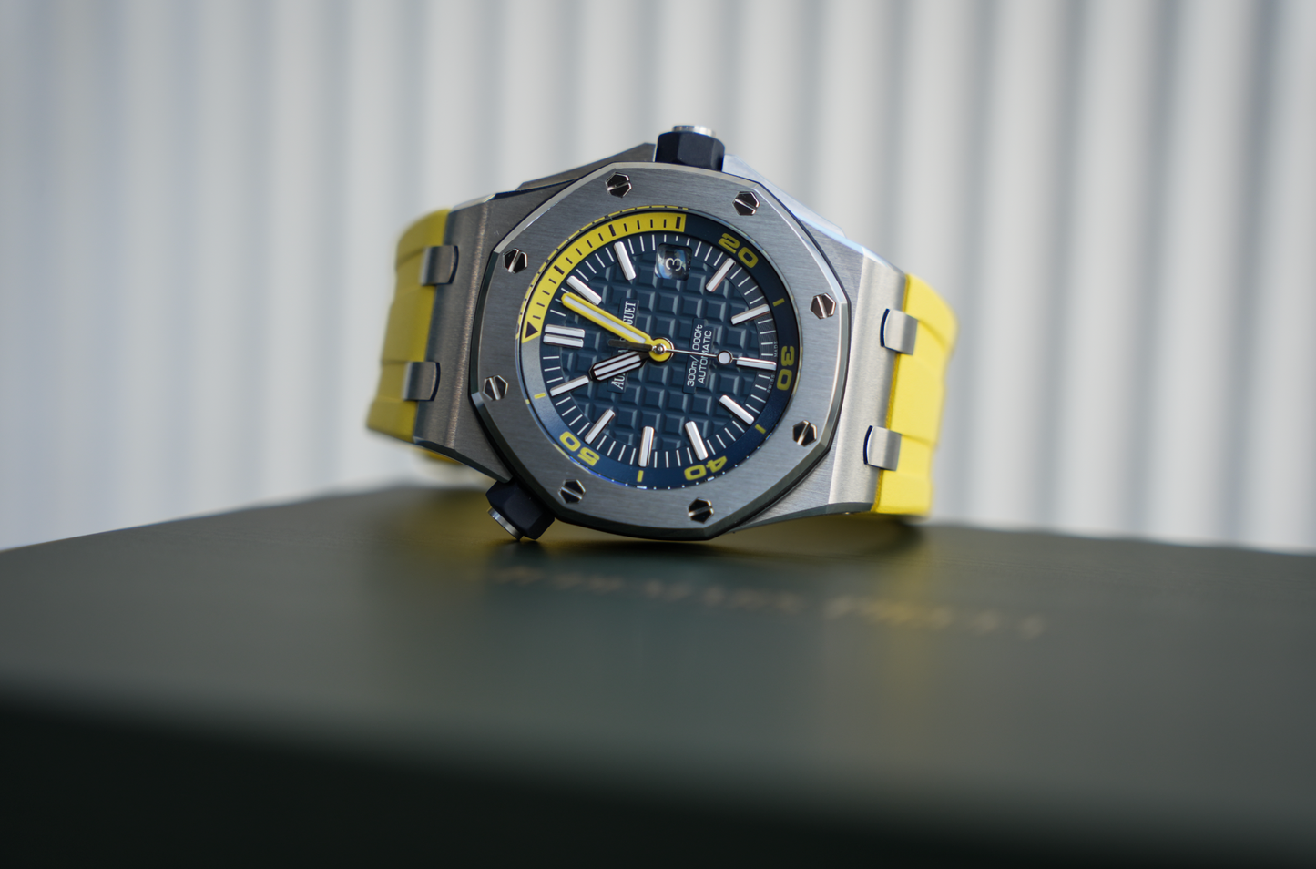 Audemars Piguet Royal Oak Offshore Diver 15710ST.OO.A027CA.01 Blue Dial 42mm Stainless Steel Yellow Rubber Strap