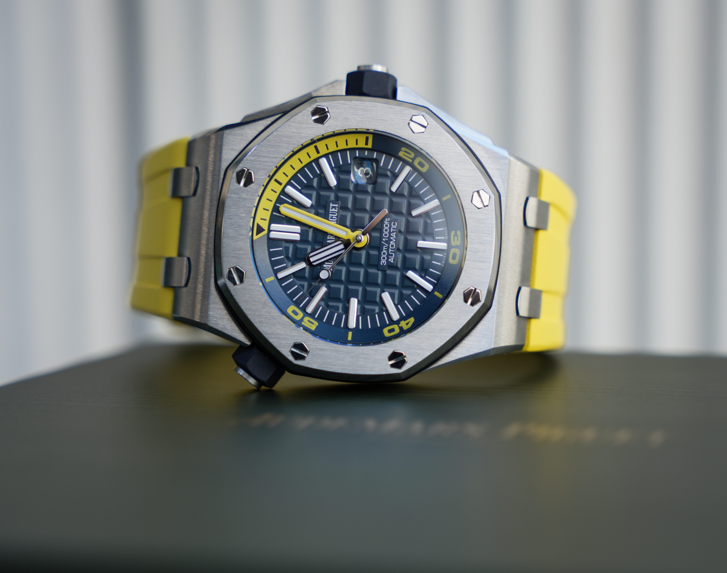 Audemars Piguet Royal Oak Offshore Diver 15710ST.OO.A027CA.01 Blue Dial 42mm Stainless Steel Yellow Rubber Strap