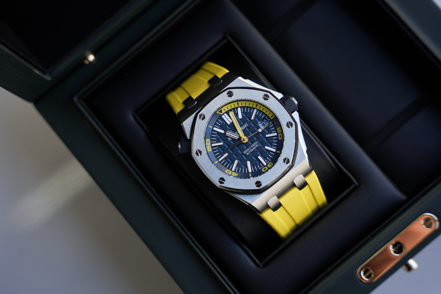 Audemars Piguet Royal Oak Offshore Diver 15710ST.OO.A027CA.01 Blue Dial 42mm Stainless Steel Yellow Rubber Strap