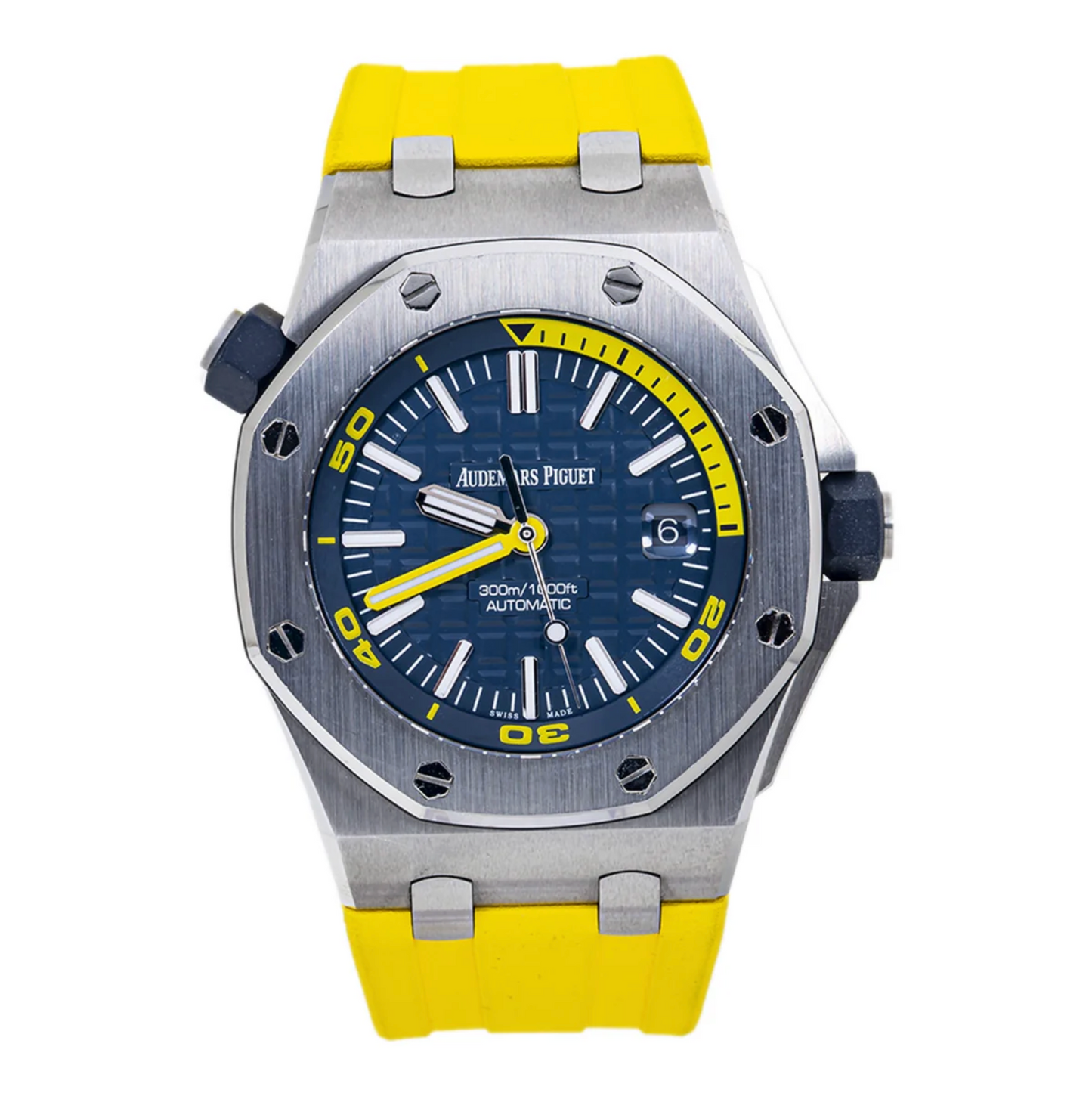 Audemars Piguet Royal Oak Offshore Diver 15710ST.OO.A027CA.01 Blue Dial 42mm Stainless Steel Yellow Rubber Strap