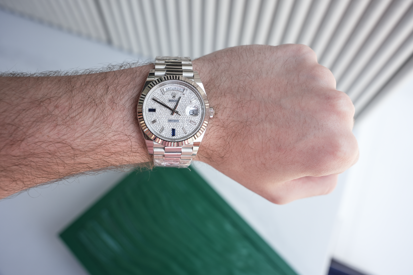 Rolex Day-Date 40 228236, Platinum Case with Diamond Pavé Dial, President Bracelet