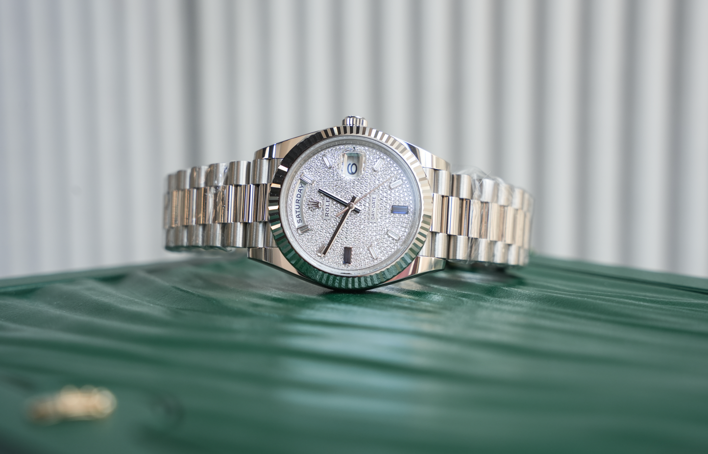 Rolex Day-Date 40 228236, Platinum Case with Diamond Pavé Dial, President Bracelet