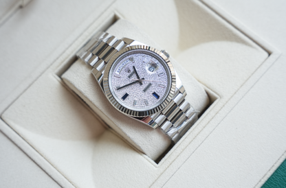 Rolex Day-Date 40 228236, Platinum Case with Diamond Pavé Dial, President Bracelet