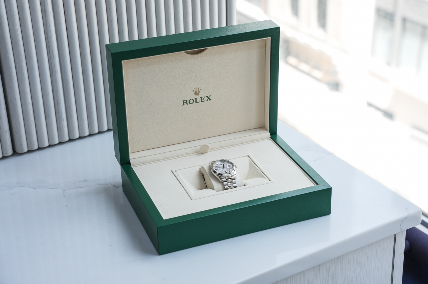 Rolex Day-Date 40 228236, Platinum Case with Diamond Pavé Dial, President Bracelet