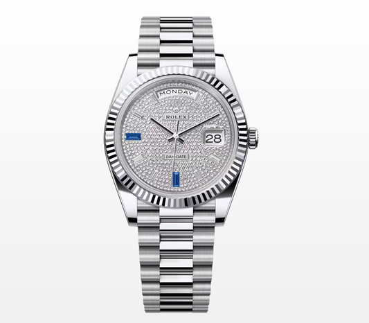 Rolex Day-Date 40 228236, Platinum Case with Diamond Pavé Dial, President Bracelet