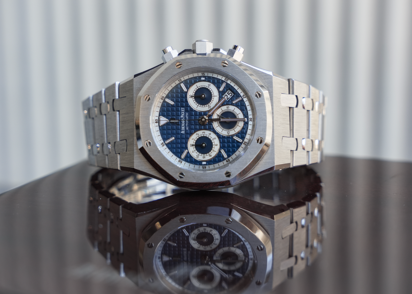 Audemars Piguet Royal Oak Chronograph 26022BC.OO.D028CR.01 White Gold Blue Dial 39mm