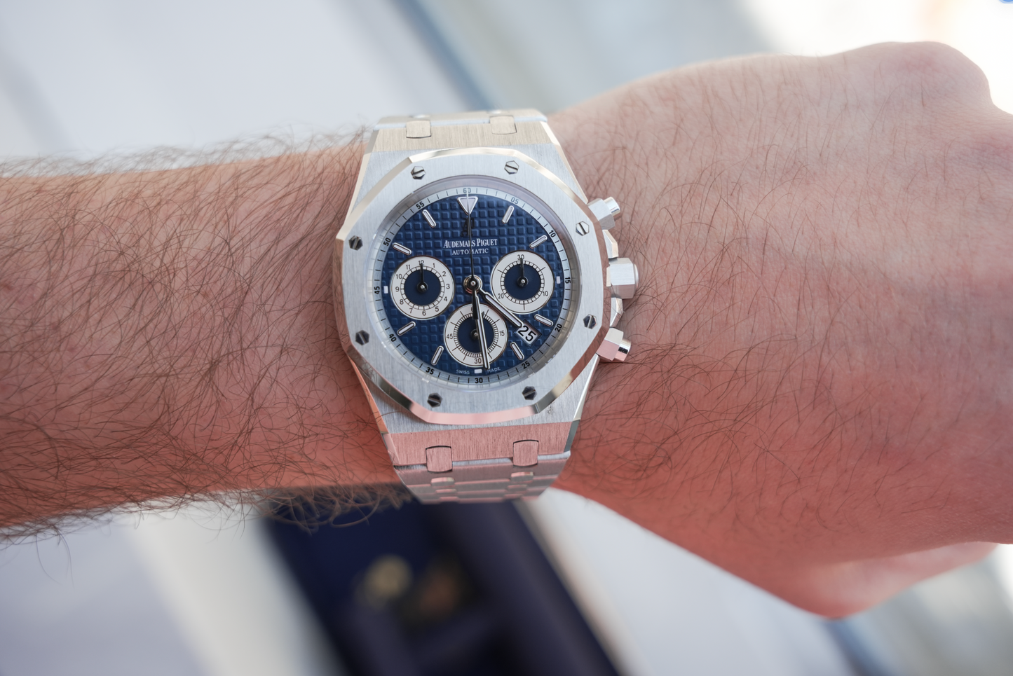 Audemars Piguet Royal Oak Chronograph 26022BC.OO.D028CR.01 White Gold Blue Dial 39mm