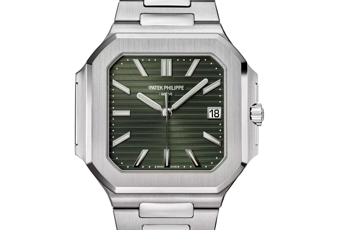 Patek Philippe Cubitus 5821/1A-001, Stainless Steel Case with Sunburst Olive Green Dial, Steel Bracelet