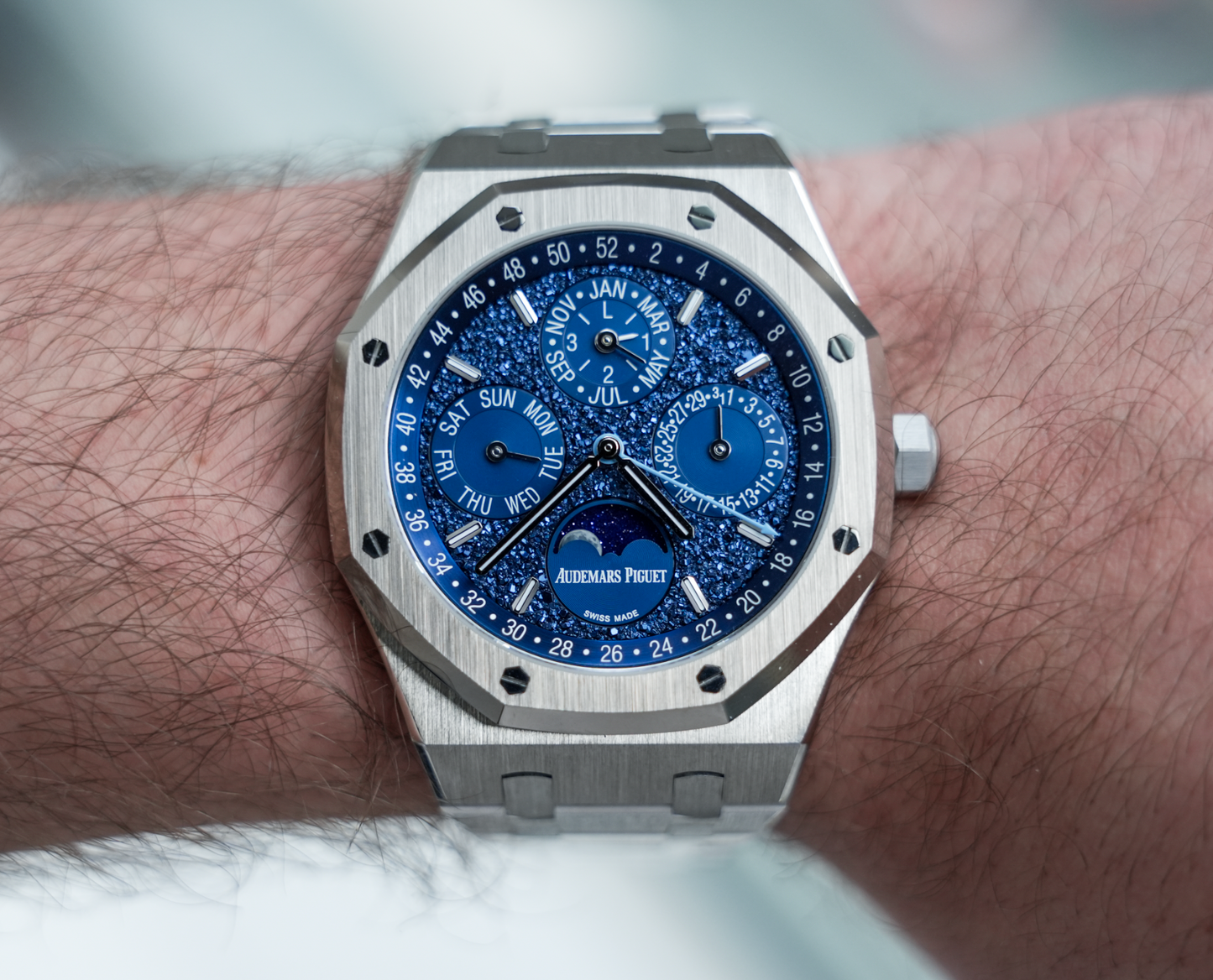 Audemars Piguet Royal Oak Perpetual Calendar 26574BC “John Mayer” Limited Edition 18K White Gold Blue Crystal Sky Dial 41mm Watch