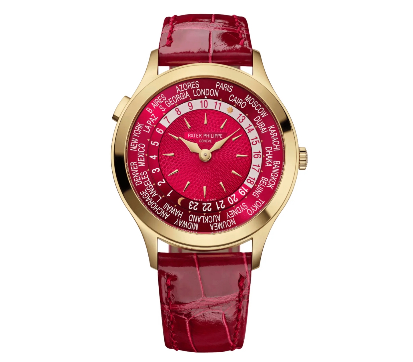Patek Philippe Complications World Time 7129J-001 18K Yellow Gold Carmine Red Dial