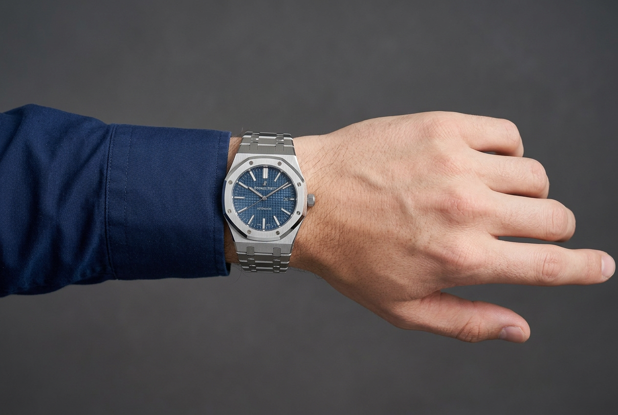 AUDEMARS PIGUET ROYAL OAK SELFWINDING 41MM 15400ST.OO.1220ST.03 BLUE DIAL STAINLESS STEEL BEZEL STAINLESS STEEL BRACELET