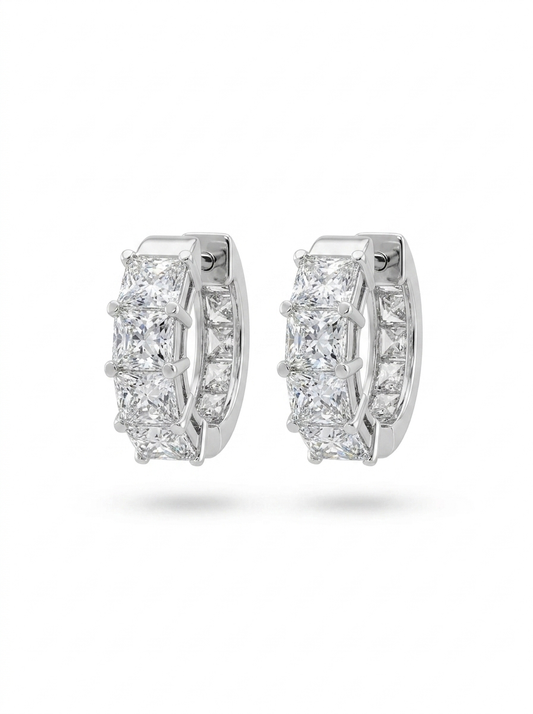 14K White Gold Radiant Huggies – ER23451