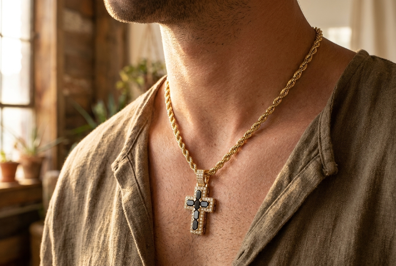Black Onyx Cross Pendant