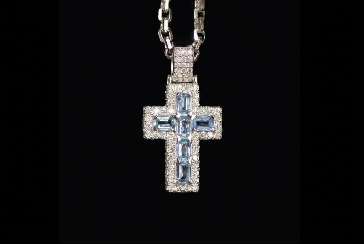Aquamarine Cross Pendant