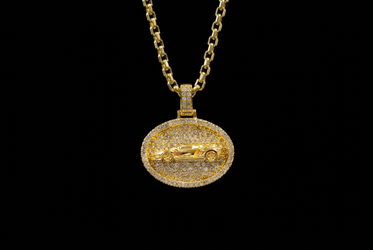 Gold Sports Car Pendant Necklace