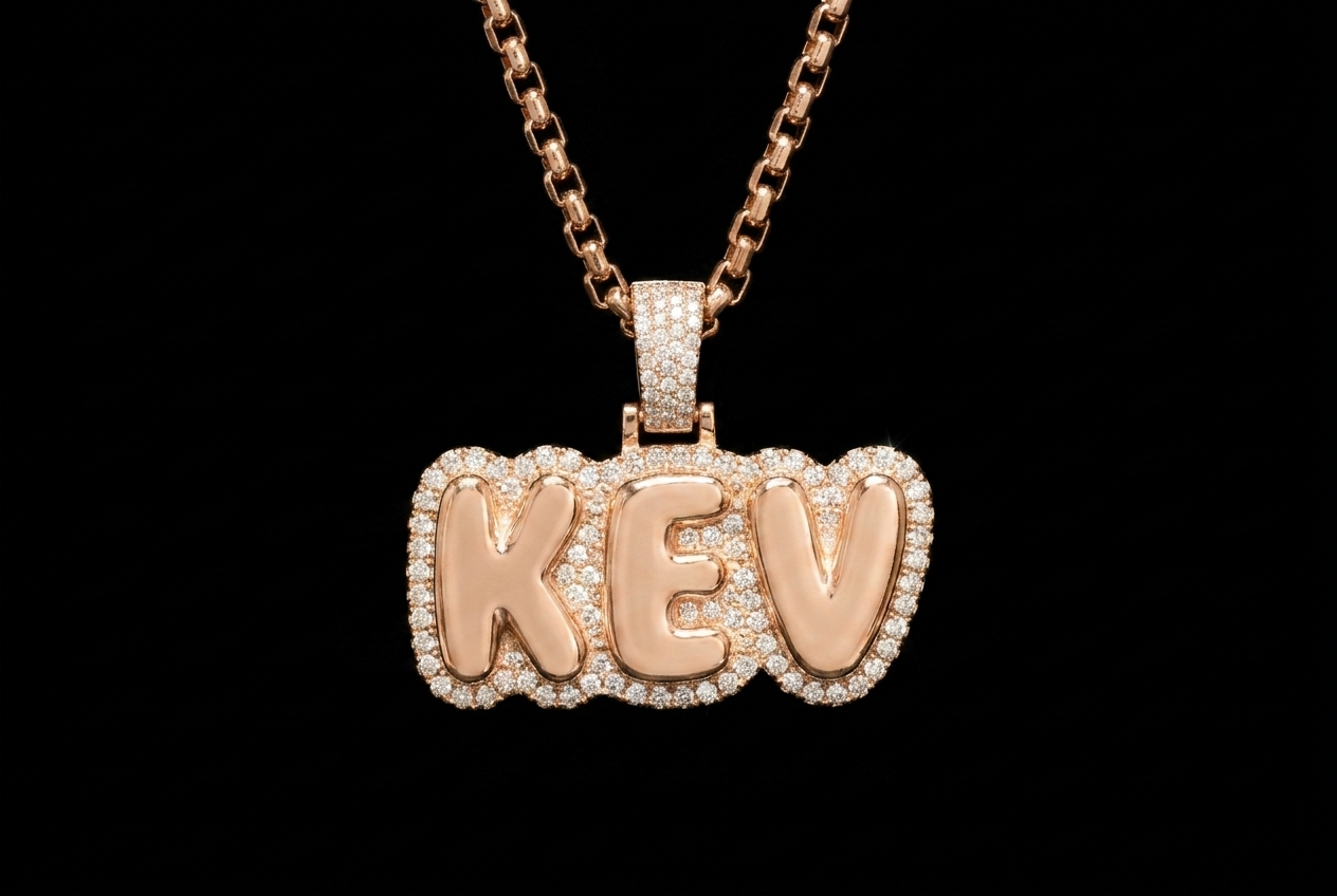 Custom Bubble Letter Name Pendant Necklace