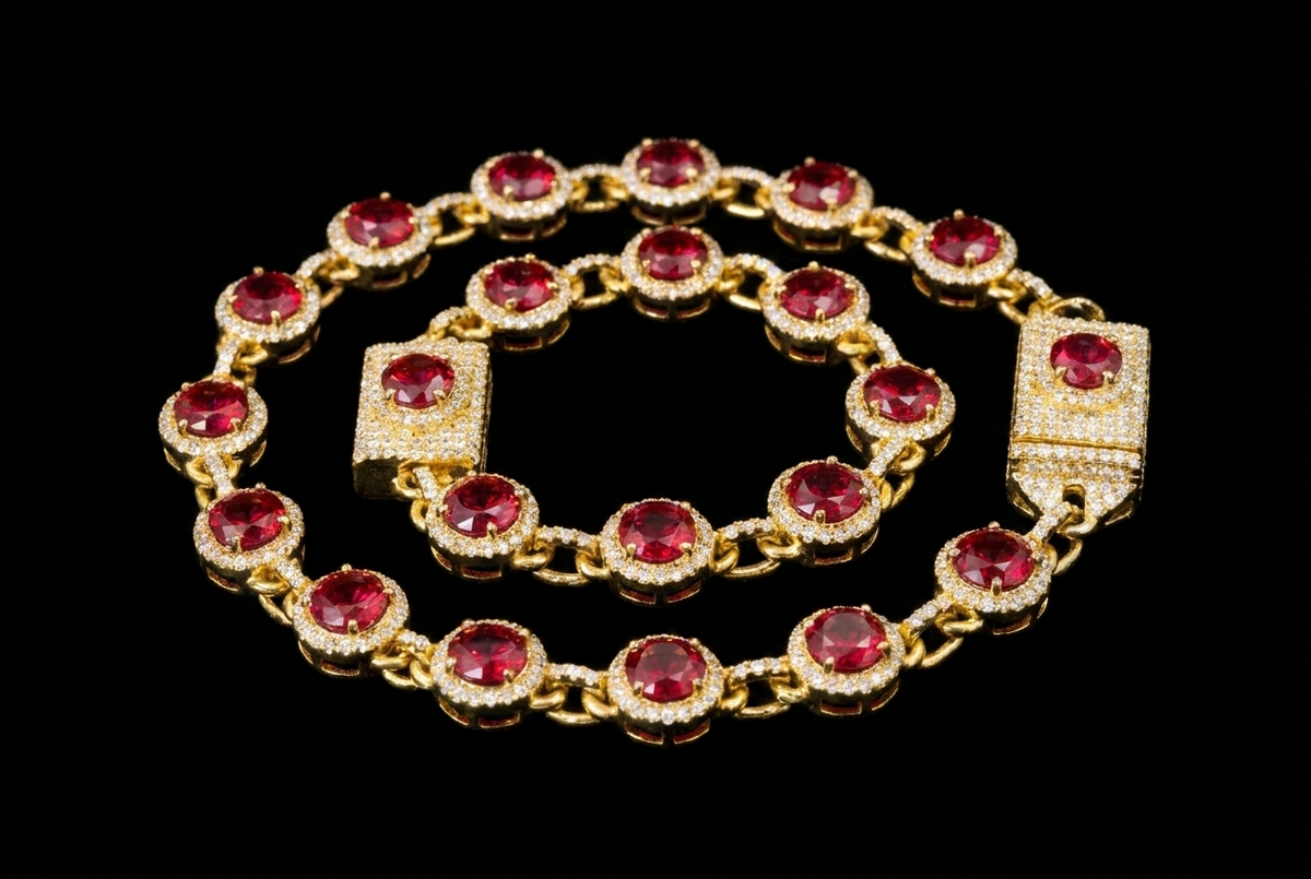 Ruby Halo Tennis Bracelet