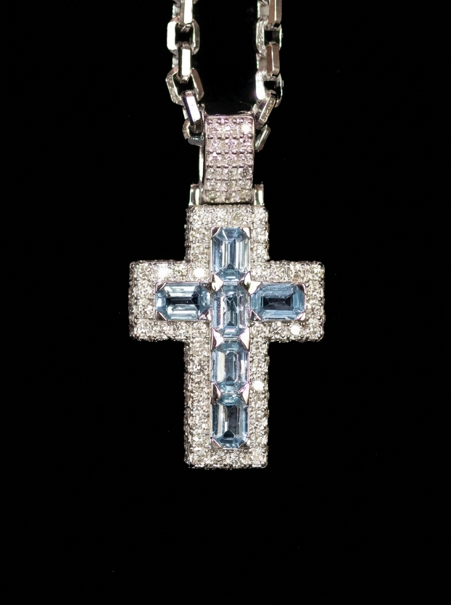 Aquamarine Cross Pendant