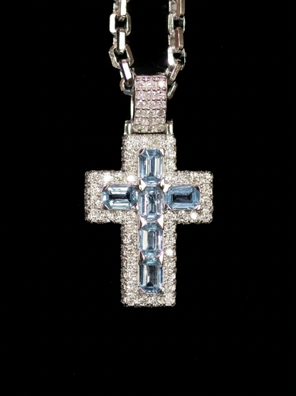 Aquamarine Cross Pendant