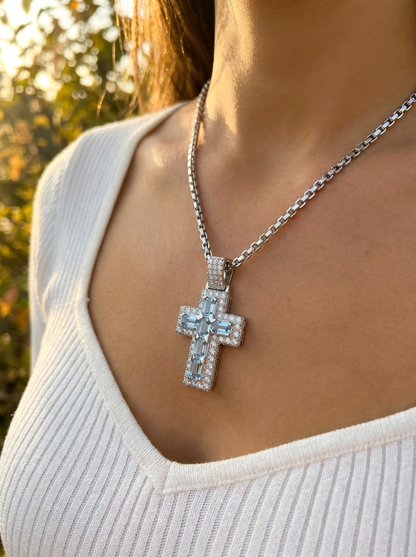 Aquamarine Cross Pendant