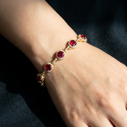 Ruby Halo Tennis Bracelet