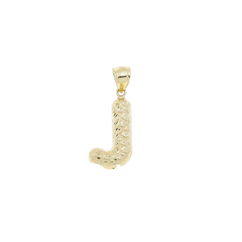 10K Gold Nugget Initial Pendant